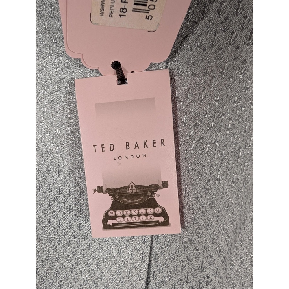 Ted Baker Blazer Suit Jacket Womens 3 Pale Blue Peplum Textured Jacquard Lined‎ - Picture 11 of 16